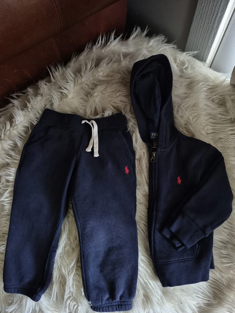 Polo by Ralph Lauren Navy Hoodie and Joggers Set with Red Pony